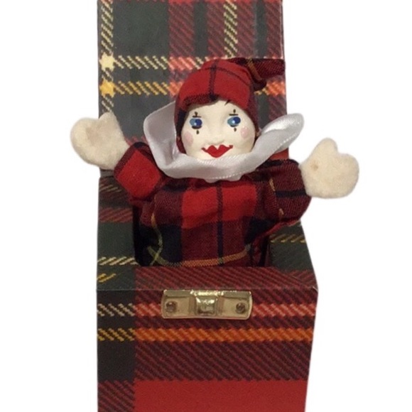 Vintage Harrods Knightsbridge Mini Pop-Up Jack-in-the-Box, Red & Green Plaid - Picture 3 of 6